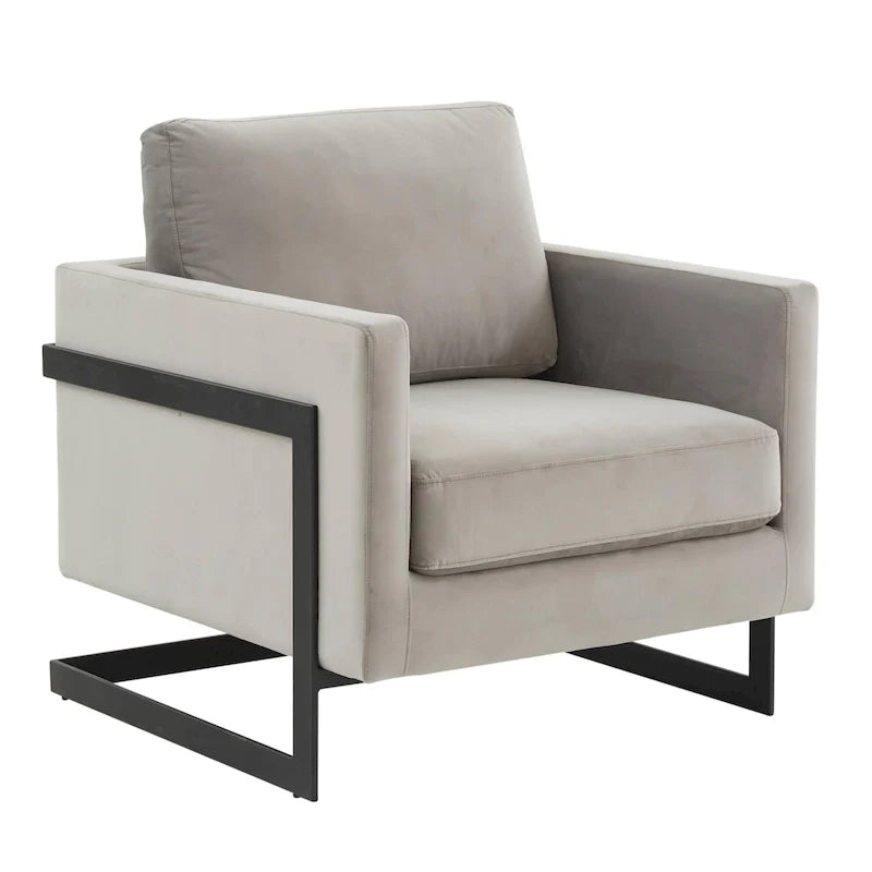 Fauteuil moderne en velours LeisureMod Lincoln avec cadre en acier noir - 35