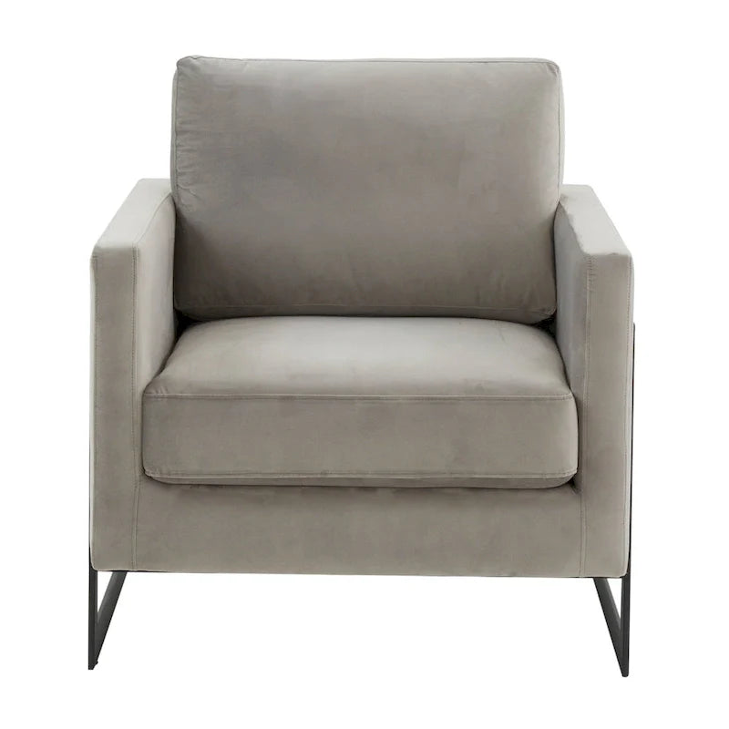 Fauteuil moderne en velours LeisureMod Lincoln avec cadre en acier noir - 35