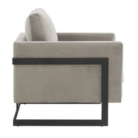 Fauteuil moderne en velours LeisureMod Lincoln avec cadre en acier noir - 35