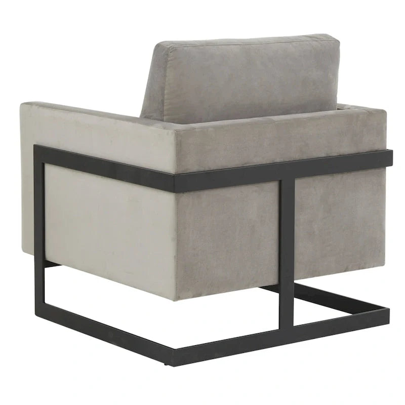 Fauteuil moderne en velours LeisureMod Lincoln avec cadre en acier noir - 35