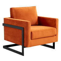 Fauteuil moderne en velours LeisureMod Lincoln avec cadre en acier noir - 35