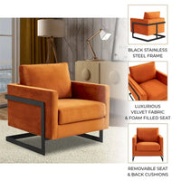 Fauteuil moderne en velours LeisureMod Lincoln avec cadre en acier noir - 35