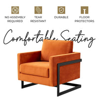 Fauteuil moderne en velours LeisureMod Lincoln avec cadre en acier noir - 35