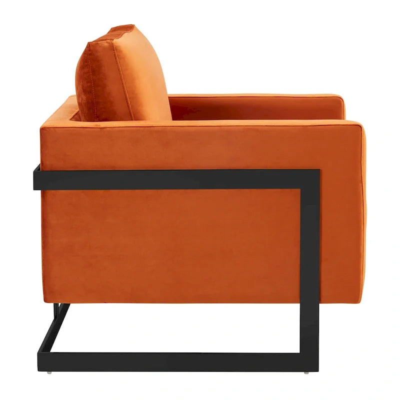 Fauteuil moderne en velours LeisureMod Lincoln avec cadre en acier noir - 35