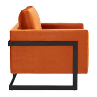 Fauteuil moderne en velours LeisureMod Lincoln avec cadre en acier noir - 35