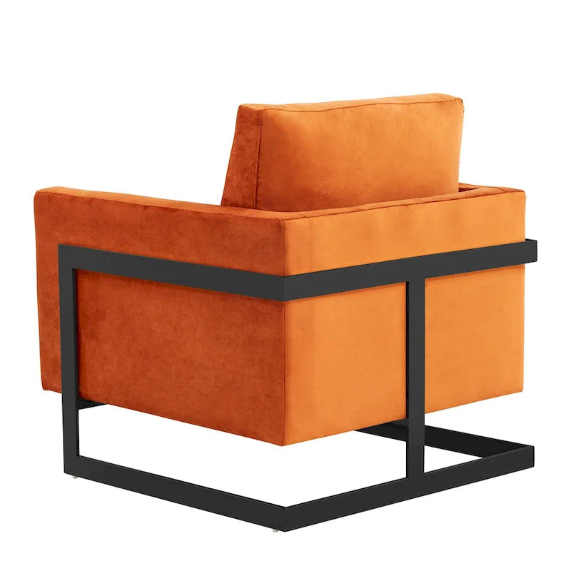 Fauteuil moderne en velours LeisureMod Lincoln avec cadre en acier noir - 35