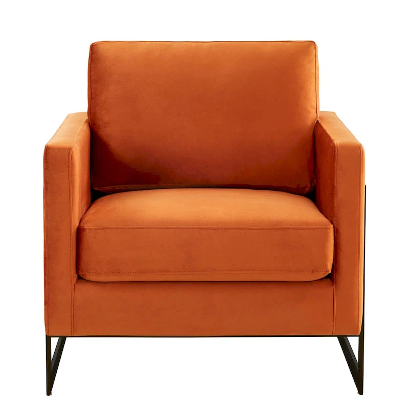Fauteuil moderne en velours LeisureMod Lincoln avec cadre en acier noir - 35
