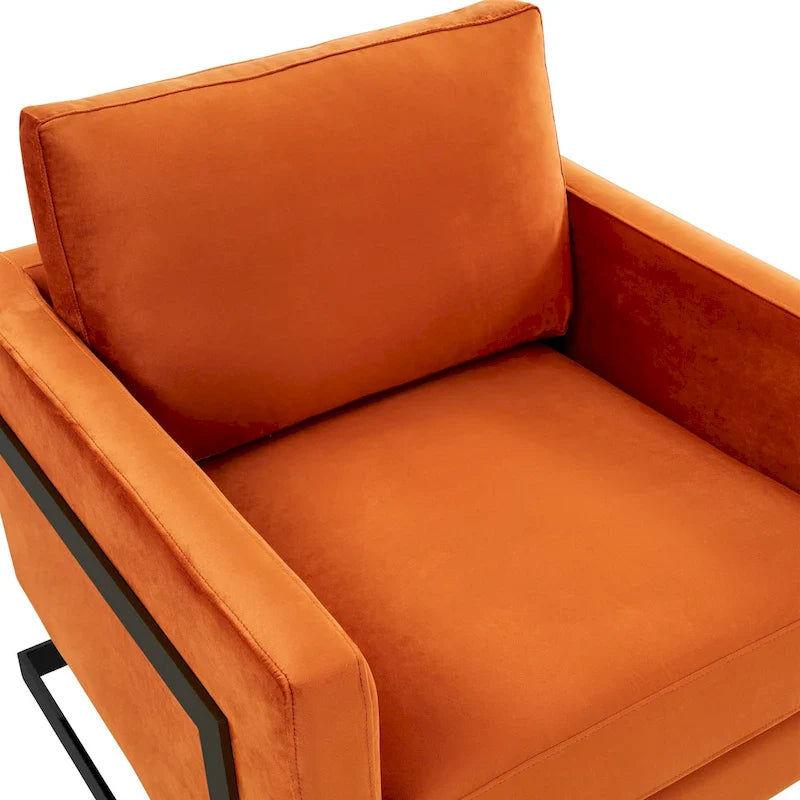 Fauteuil moderne en velours LeisureMod Lincoln avec cadre en acier noir - 35