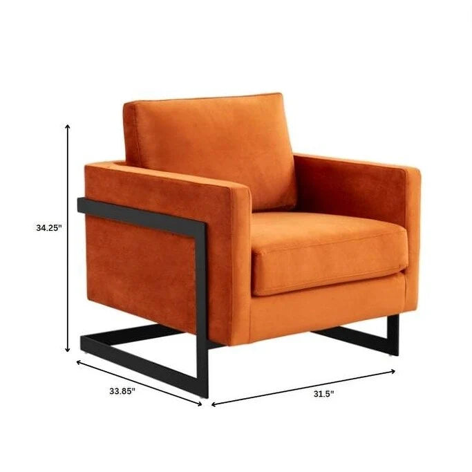 Fauteuil moderne en velours LeisureMod Lincoln avec cadre en acier noir - 35