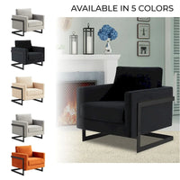 Fauteuil moderne en velours LeisureMod Lincoln avec cadre en acier noir - 35