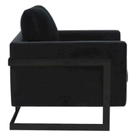 Fauteuil moderne en velours LeisureMod Lincoln avec cadre en acier noir - 35