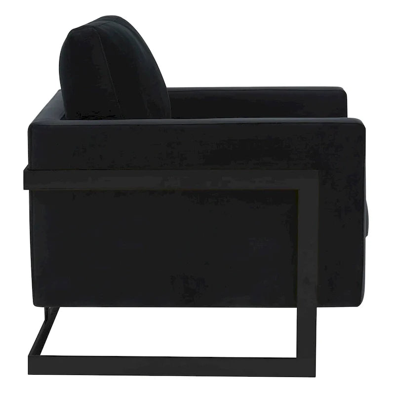 Fauteuil moderne en velours LeisureMod Lincoln avec cadre en acier noir - 35