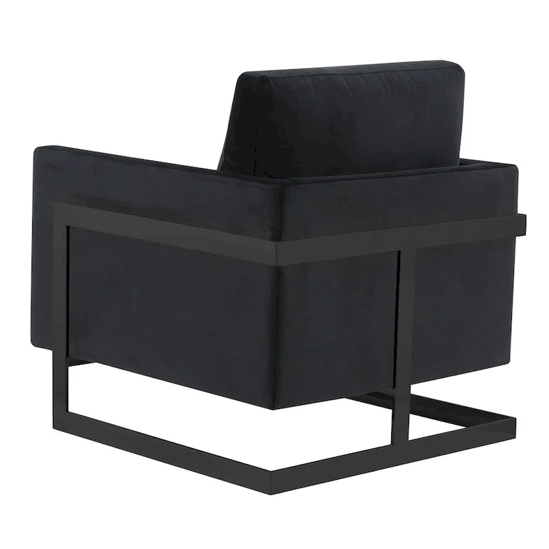 Fauteuil moderne en velours LeisureMod Lincoln avec cadre en acier noir - 35
