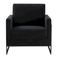 Fauteuil moderne en velours LeisureMod Lincoln avec cadre en acier noir - 35