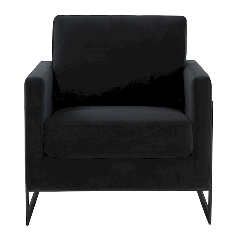Fauteuil moderne en velours LeisureMod Lincoln avec cadre en acier noir - 35