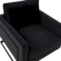 Fauteuil moderne en velours LeisureMod Lincoln avec cadre en acier noir - 35