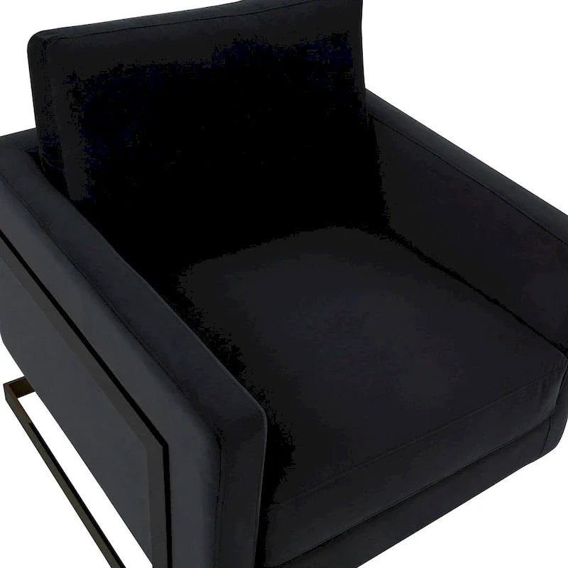 Fauteuil moderne en velours LeisureMod Lincoln avec cadre en acier noir - 35