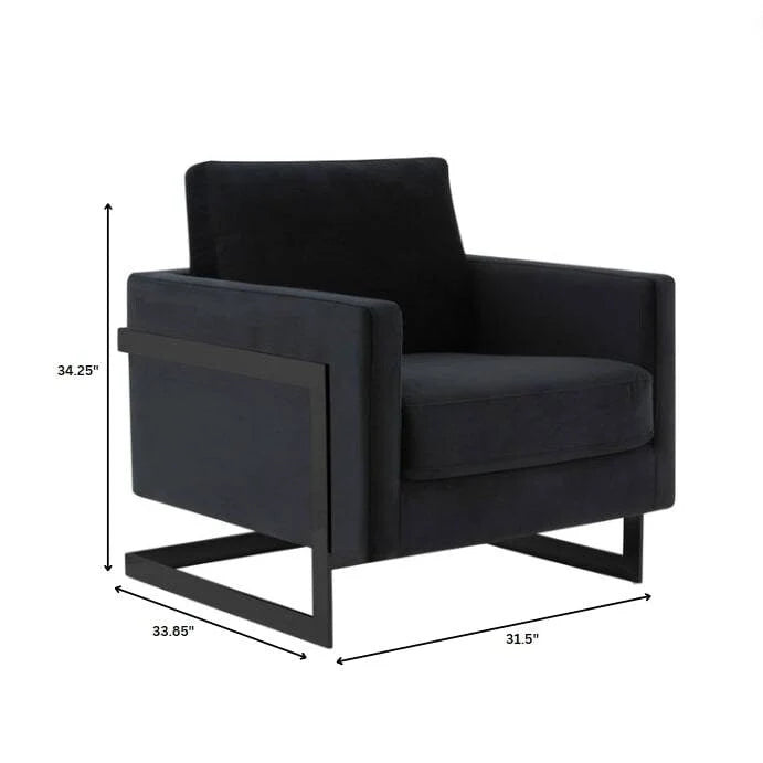 Fauteuil moderne en velours LeisureMod Lincoln avec cadre en acier noir - 35