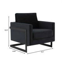 Fauteuil moderne en velours LeisureMod Lincoln avec cadre en acier noir - 35