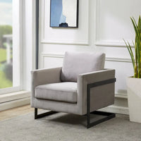 Fauteuil moderne en velours LeisureMod Lincoln avec cadre en acier noir - 35