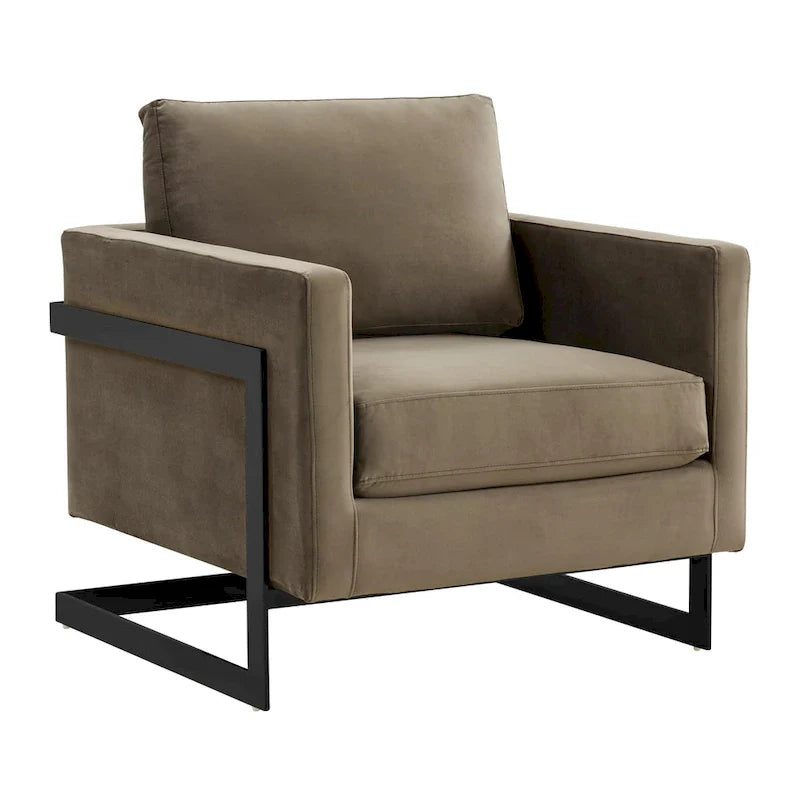 Fauteuil moderne en velours LeisureMod Lincoln avec cadre en acier noir - 35