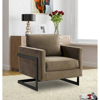 Fauteuil moderne en velours LeisureMod Lincoln avec cadre en acier noir - 35
