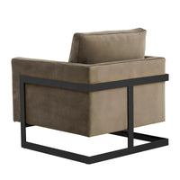 Fauteuil moderne en velours LeisureMod Lincoln avec cadre en acier noir - 35