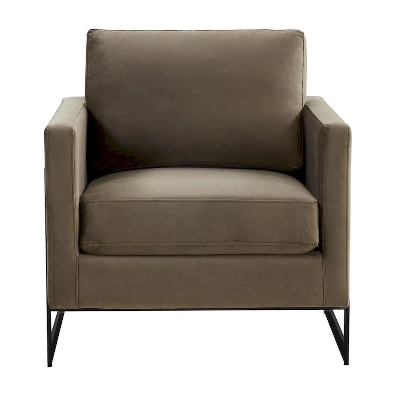 Fauteuil moderne en velours LeisureMod Lincoln avec cadre en acier noir - 35