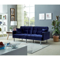 Causeuse Canapé-Lit Futon Convertible en Velours 75.6 pouces