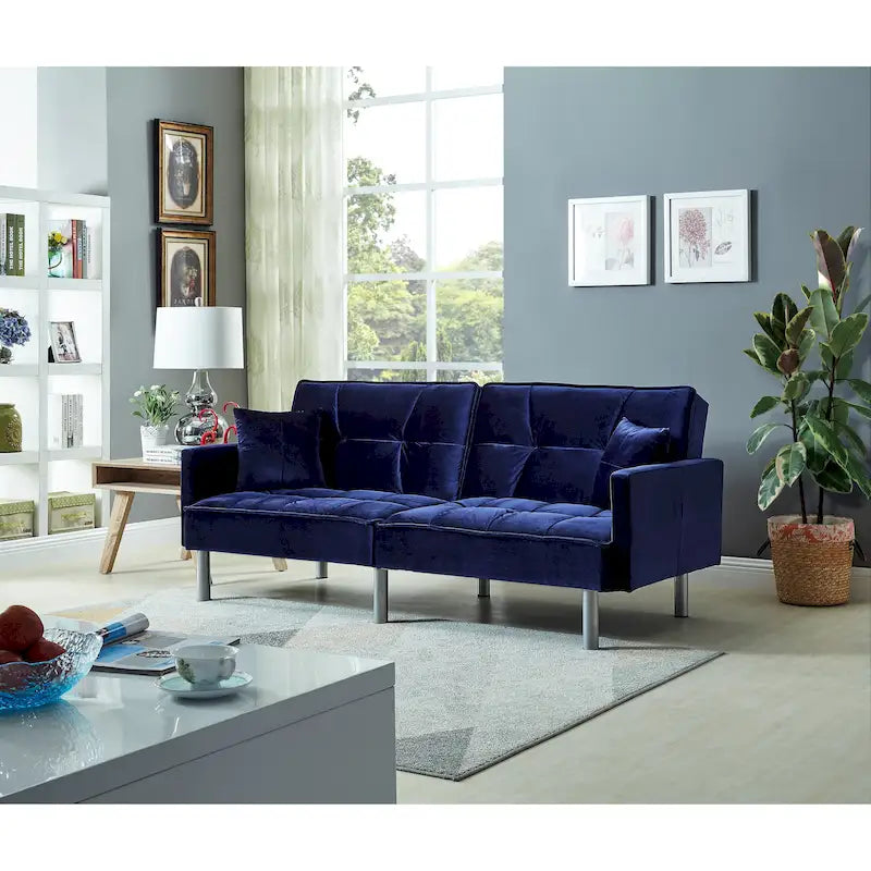 Causeuse Canapé-Lit Futon Convertible en Velours 75.6 pouces