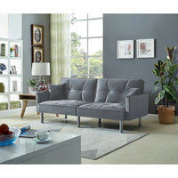Causeuse Canapé-Lit Futon Convertible en Velours 75.6 pouces