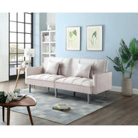Causeuse Canapé-Lit Futon Convertible en Velours 75.6 pouces