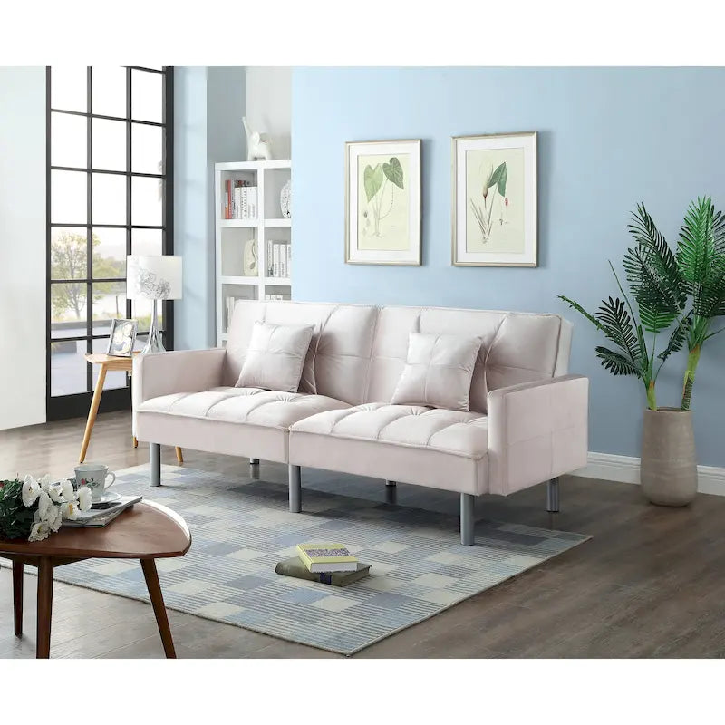 Causeuse Canapé-Lit Futon Convertible en Velours 75.6 pouces