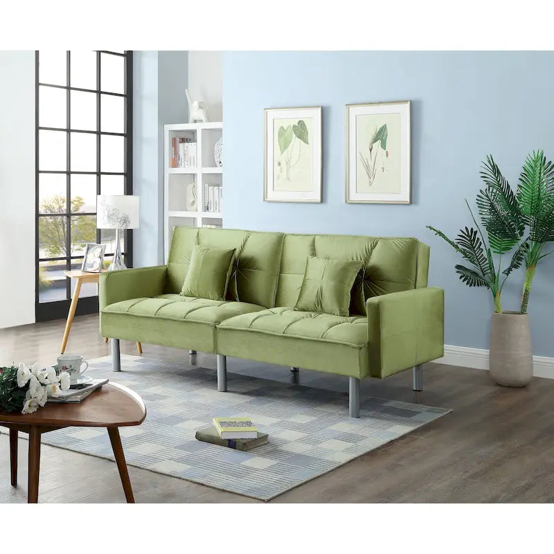 Causeuse Canapé-Lit Futon Convertible en Velours 75.6 pouces