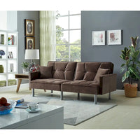 Causeuse Canapé-Lit Futon Convertible en Velours 75.6 pouces
