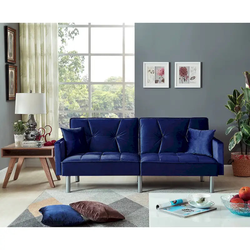 Causeuse Canapé-Lit Futon Convertible en Velours 75.6 pouces