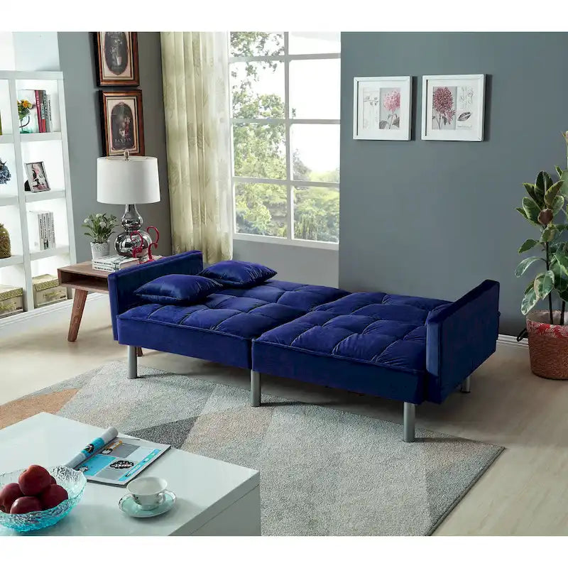 Causeuse Canapé-Lit Futon Convertible en Velours 75.6 pouces