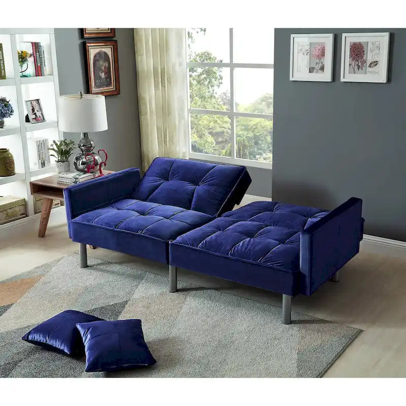 Causeuse Canapé-Lit Futon Convertible en Velours 75.6 pouces
