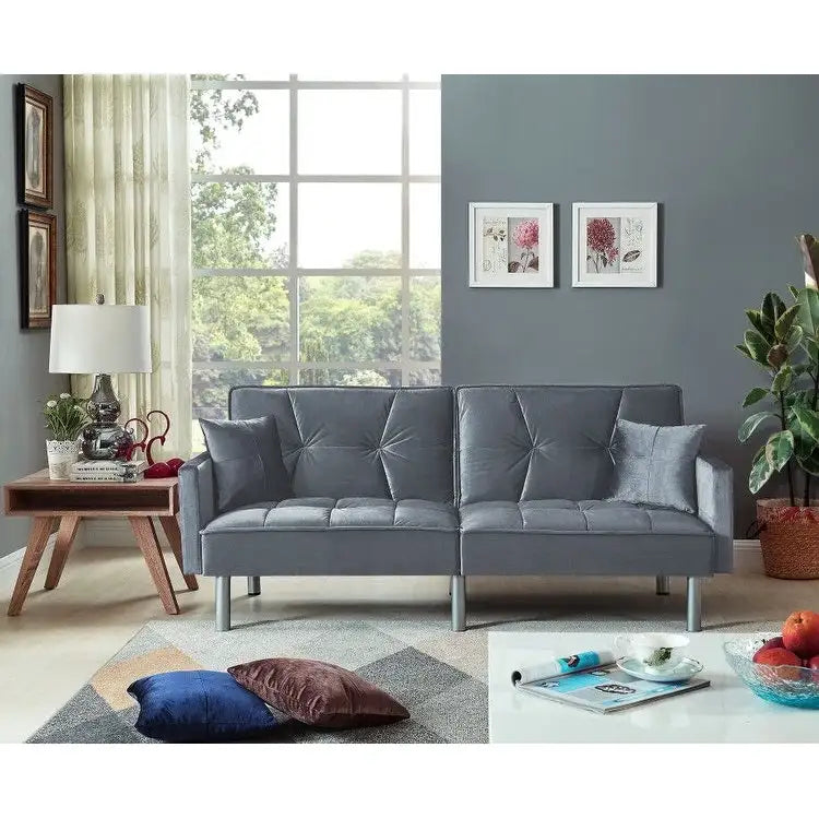 Causeuse Canapé-Lit Futon Convertible en Velours 75.6 pouces