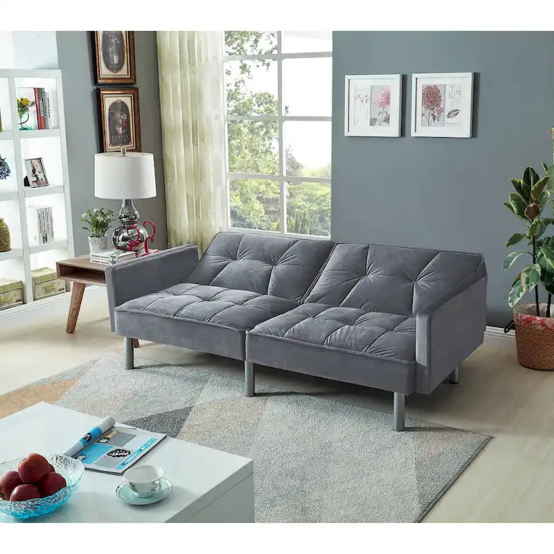 Causeuse Canapé-Lit Futon Convertible en Velours 75.6 pouces