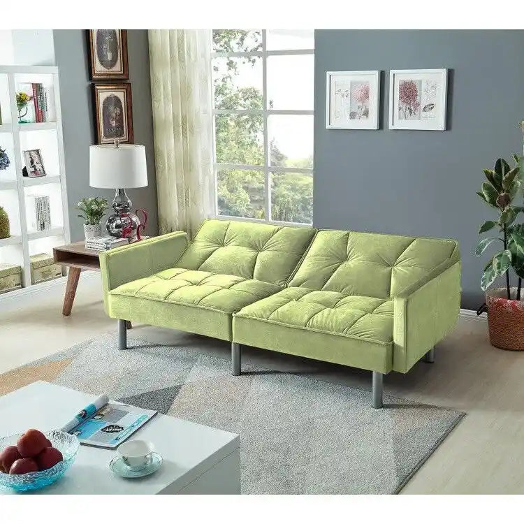 Causeuse Canapé-Lit Futon Convertible en Velours 75.6 pouces