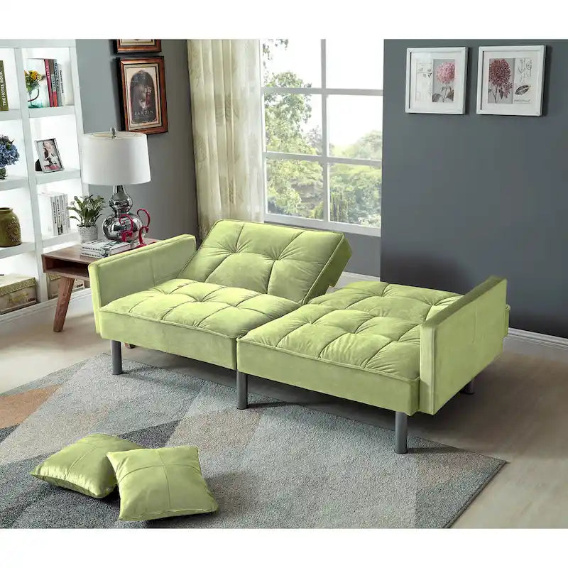 Causeuse Canapé-Lit Futon Convertible en Velours 75.6 pouces