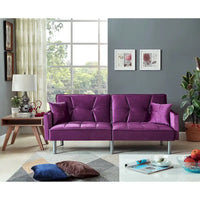 Causeuse Canapé-Lit Futon Convertible en Velours 75.6 pouces