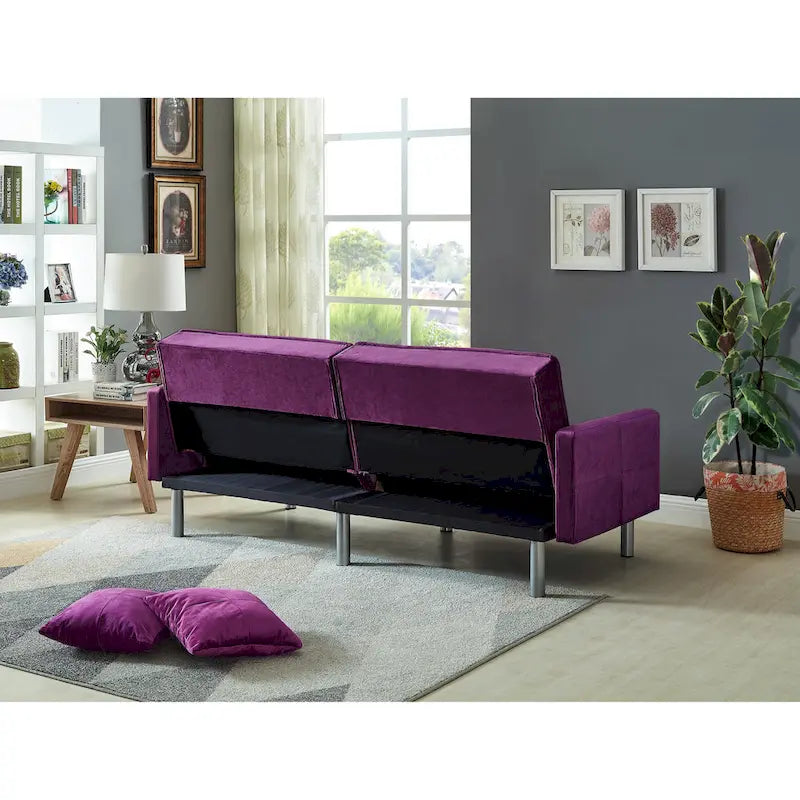 Causeuse Canapé-Lit Futon Convertible en Velours 75.6 pouces