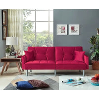 Causeuse Canapé-Lit Futon Convertible en Velours 75.6 pouces