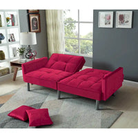 Causeuse Canapé-Lit Futon Convertible en Velours 75.6 pouces