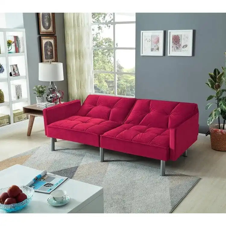 Causeuse Canapé-Lit Futon Convertible en Velours 75.6 pouces