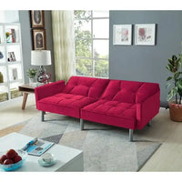 Causeuse Canapé-Lit Futon Convertible en Velours 75.6 pouces