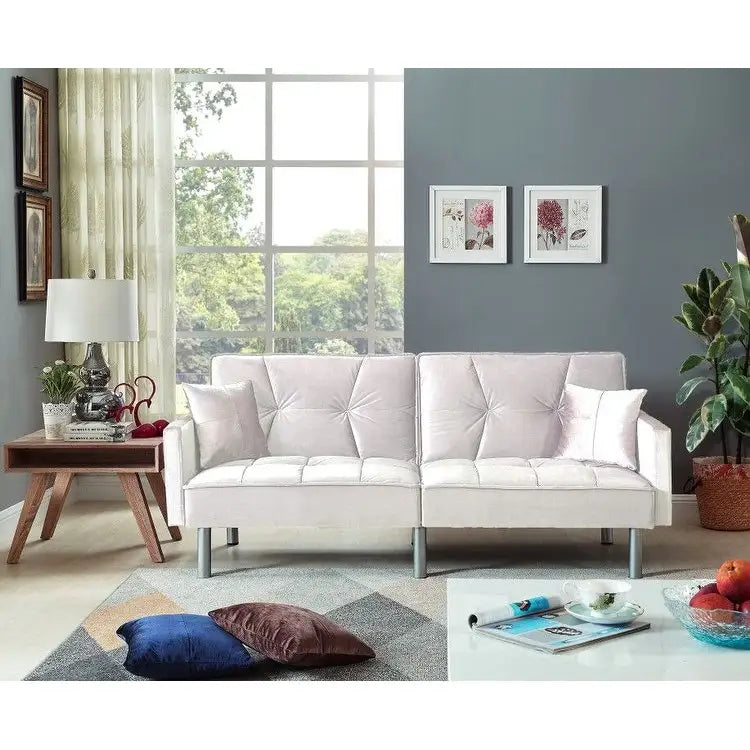 Causeuse Canapé-Lit Futon Convertible en Velours 75.6 pouces