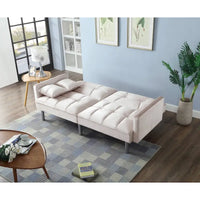 Causeuse Canapé-Lit Futon Convertible en Velours 75.6 pouces
